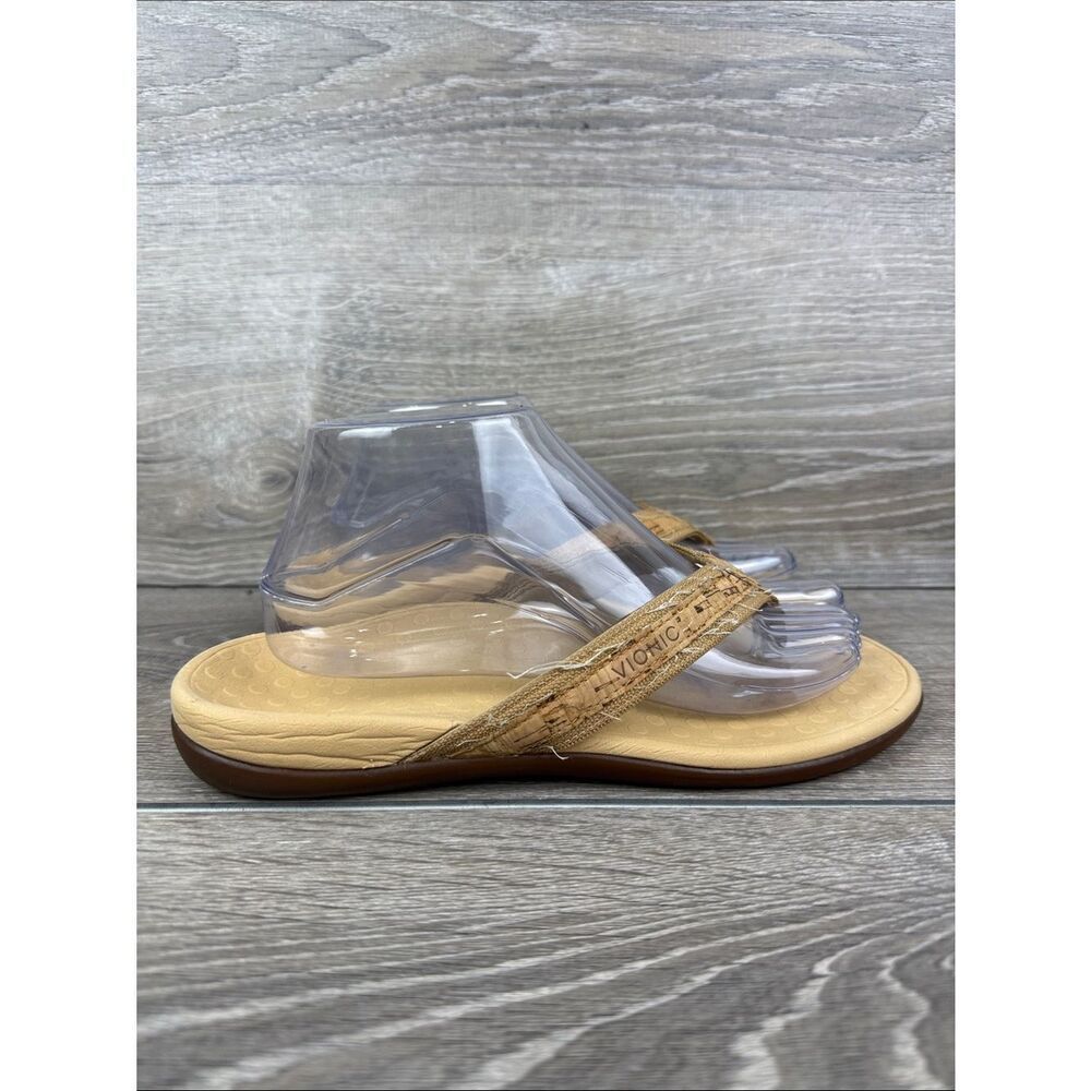 Vionic Tide II Women’s Sz 8 Wide Tan Cork Slip-On Thong Flip Flop Comfort Sandal